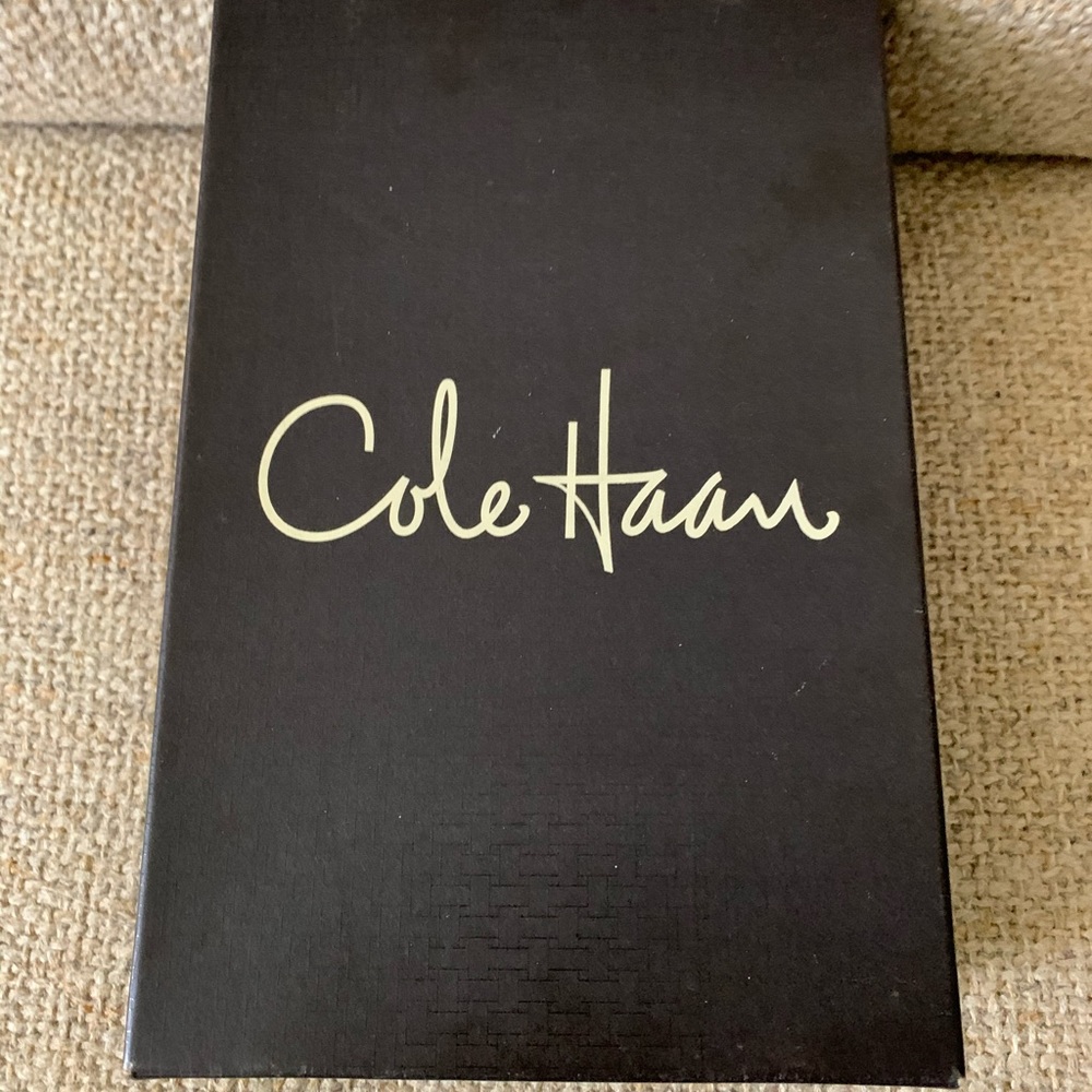 Cole Haan 4”  black leather peep hole pump